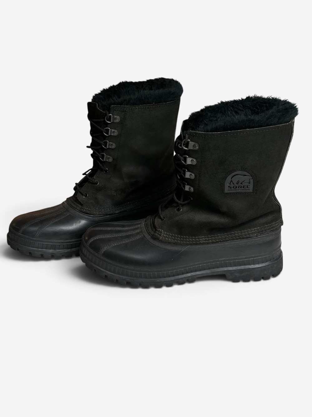 Vintage Sorel Canada Waterproof Snow Boots Steel Shank Mens 11 Black Pac Duck